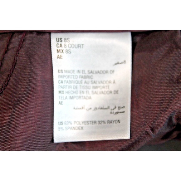 Alfani Dress Pants Womens Curvy Fit size 8 Short Maroon Pocket Trouser Leg - Picture 8 of 9